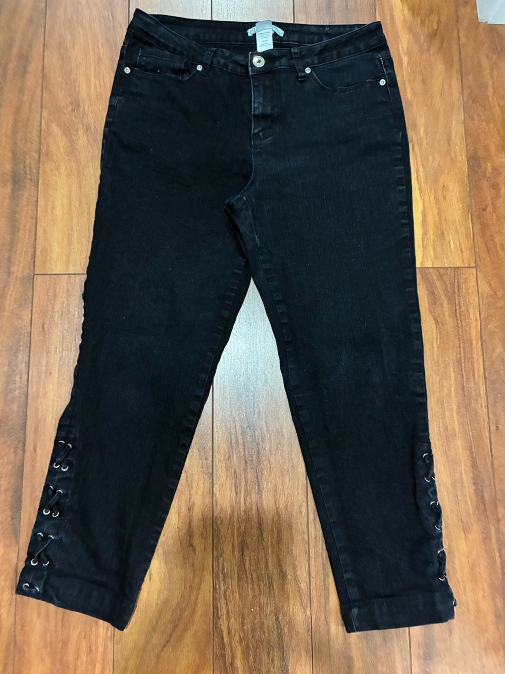 cleo Black Skinny Jeans with Lace-Up Ankle